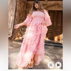Elegant Pink Ruffled Maxi Dress